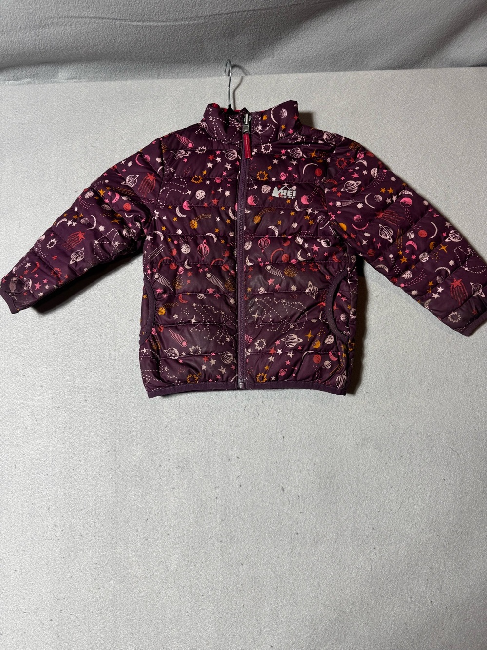 REI Reversible Kids Plum Space-Print Puffer Jacket Size 3T